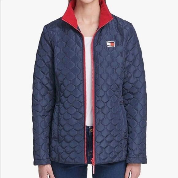 Tommy Hilfiger Ladies All Weather 3 in 1 Jacket Navy and Red Size Small - Picture 13 of 13